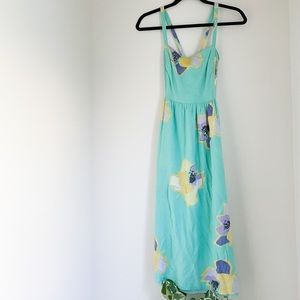 Bright Abstract Floral Print Midi Dress (S)
